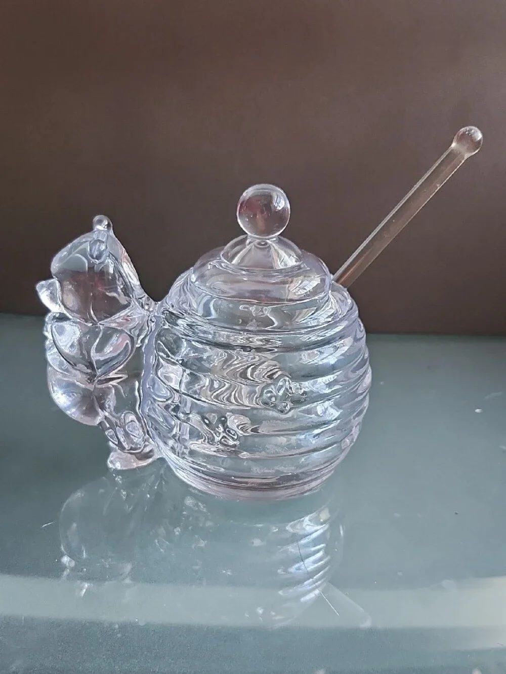 Winnie The Pooh Glass Honey Jar with Glass Honey Dipper -